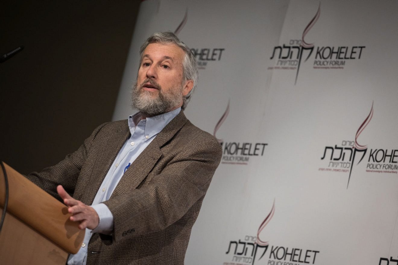 Prof. Moshe Koppel, chairman of the Kohelet Policy Forum, speaks at a conference at the Begin Heritage Center in Jerusalem, Oct. 24, 2017. Photo by Hadas Parush/Flash90.