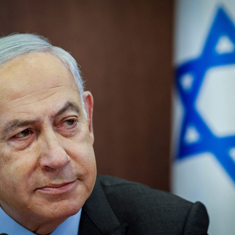 Israeli Prime Minister Benjamin Netanyahu leads a Cabinet meeting in Jerusalem on March 19, 2023. Photo by Marc Israel Sellem/POOL.