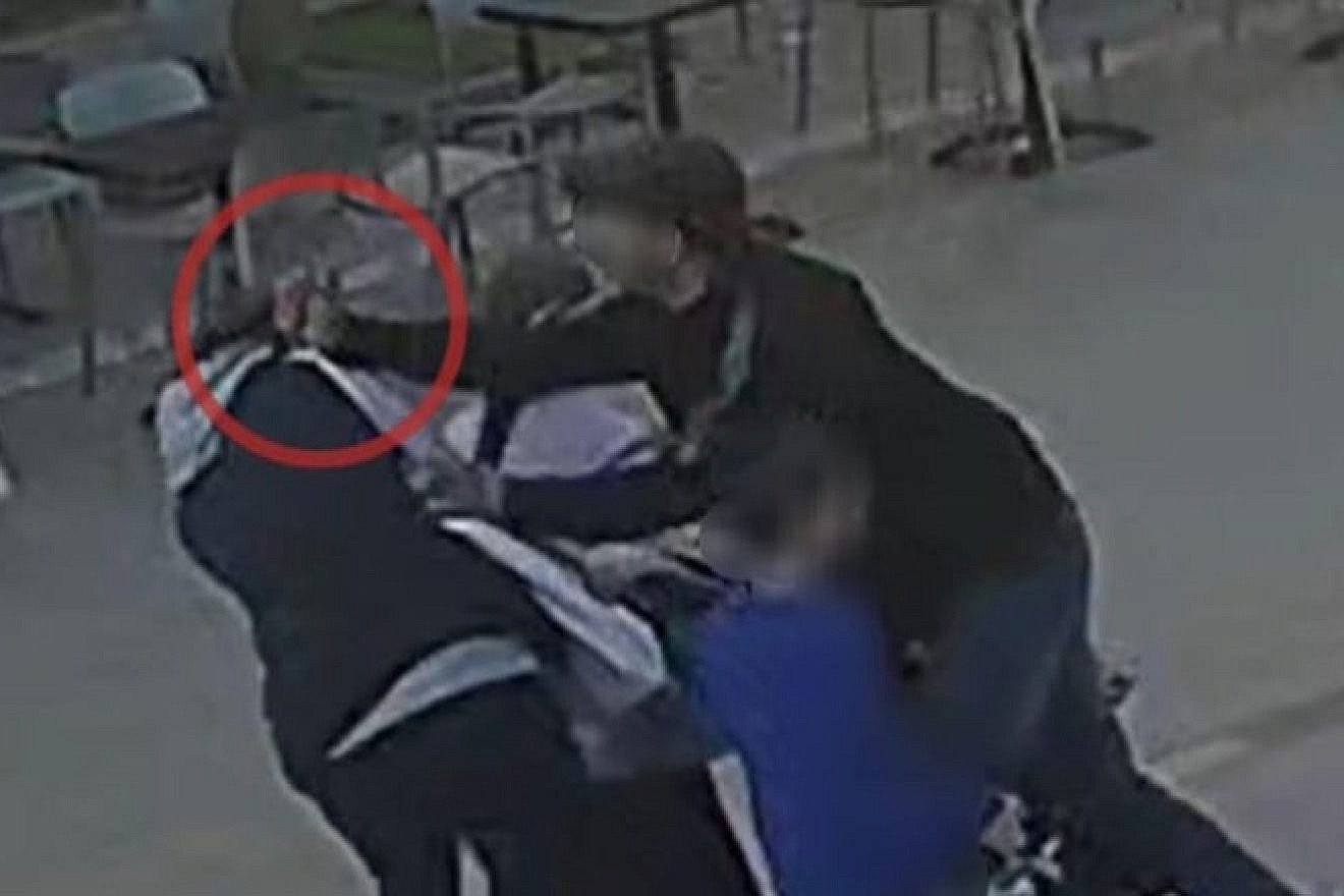 The attempted stabbing in Netanya, Israel on March 12, 2023. Photo credit: Israel Police.