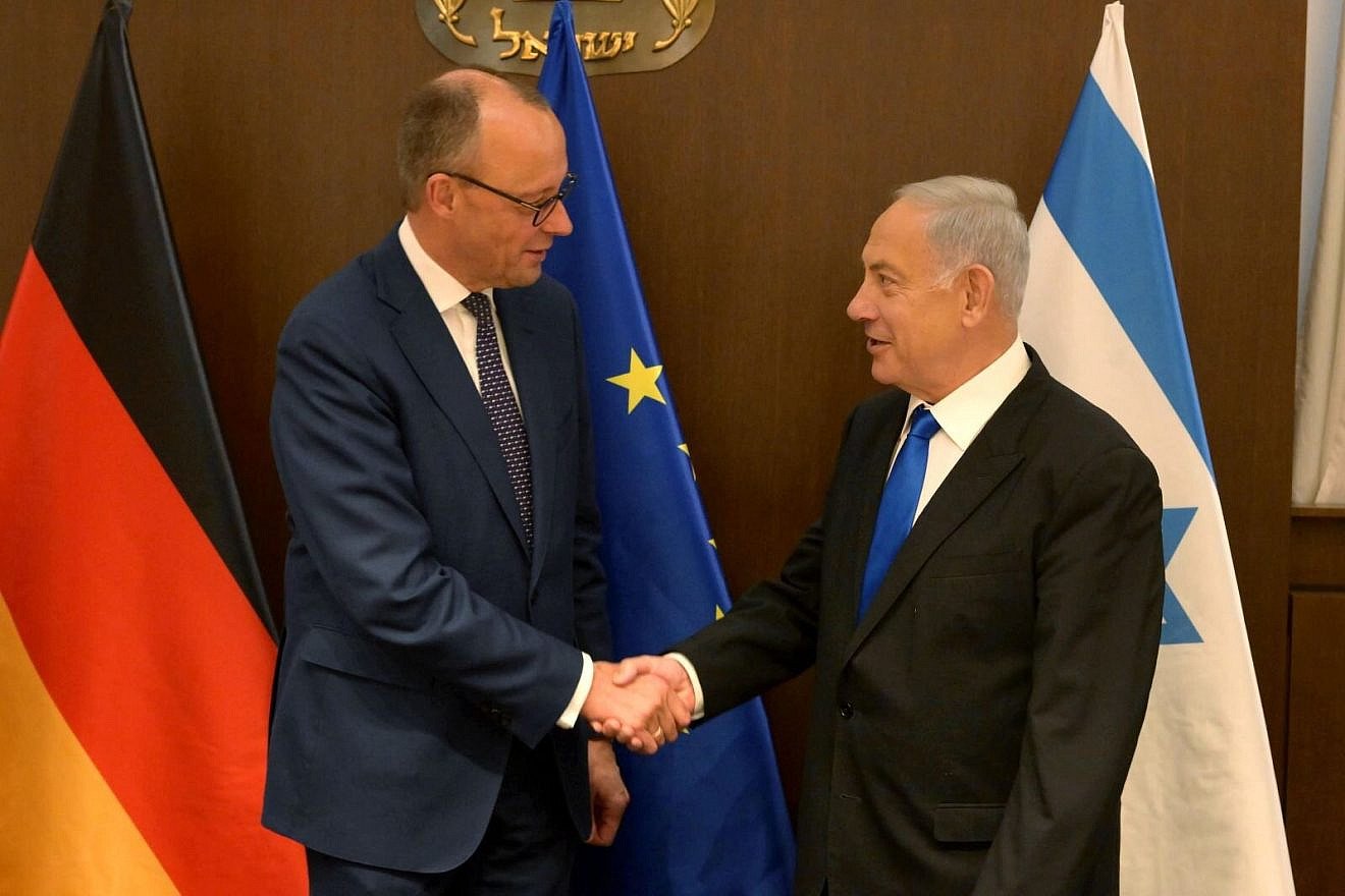 Prime Minister Benjamin Netanyahu hosts then-German opposition leader Friedrich Merz in Jerusalem, March 21, 2023. Photo by Amos Ben-Gershom/GPO.
