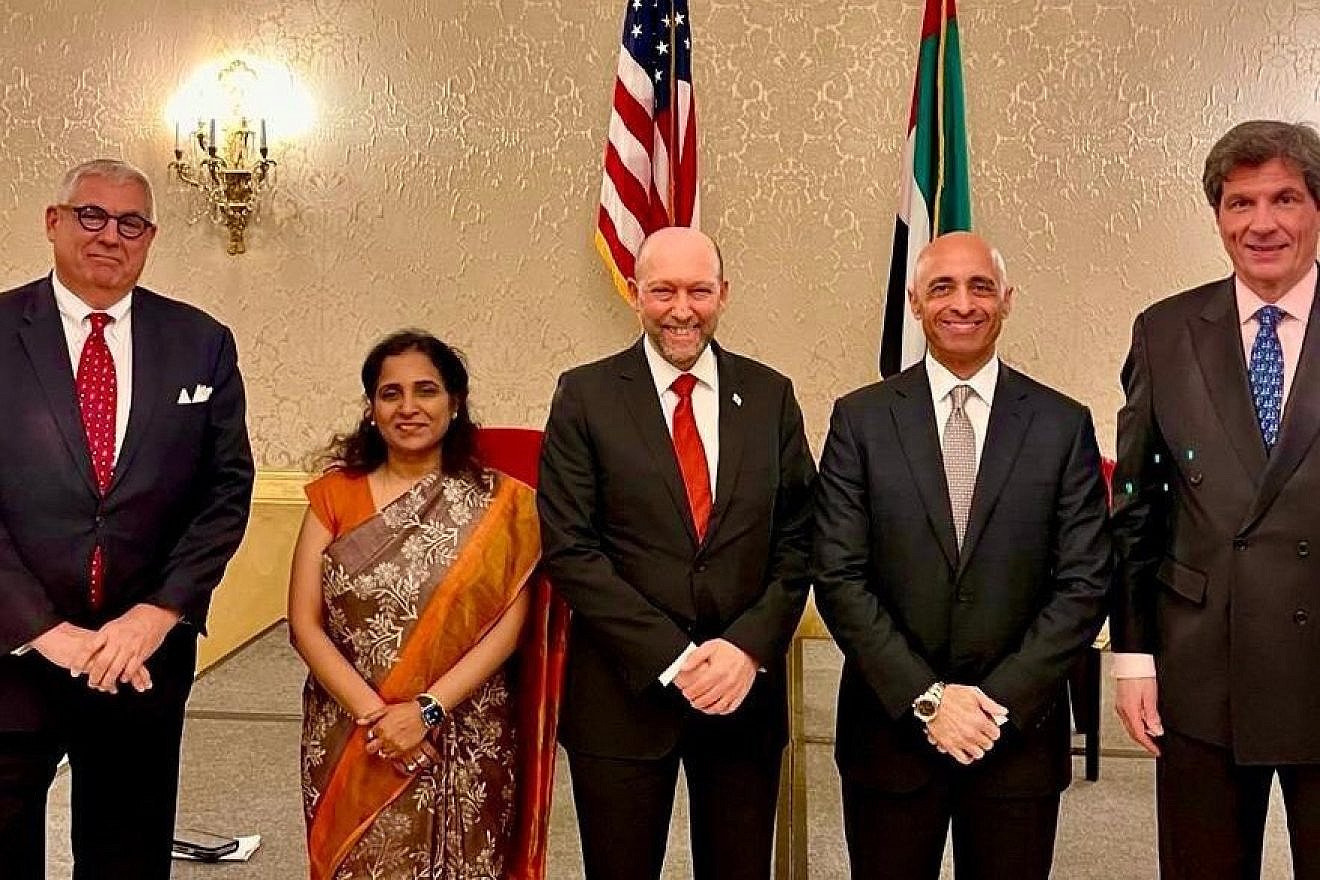 Members of a group of bilateral business councils as part of the I2U2 cooperative with Israel to increase food productivity and other mutual economic concerns, April 19, 2023. Credit: U.S.-UAE Business Council.