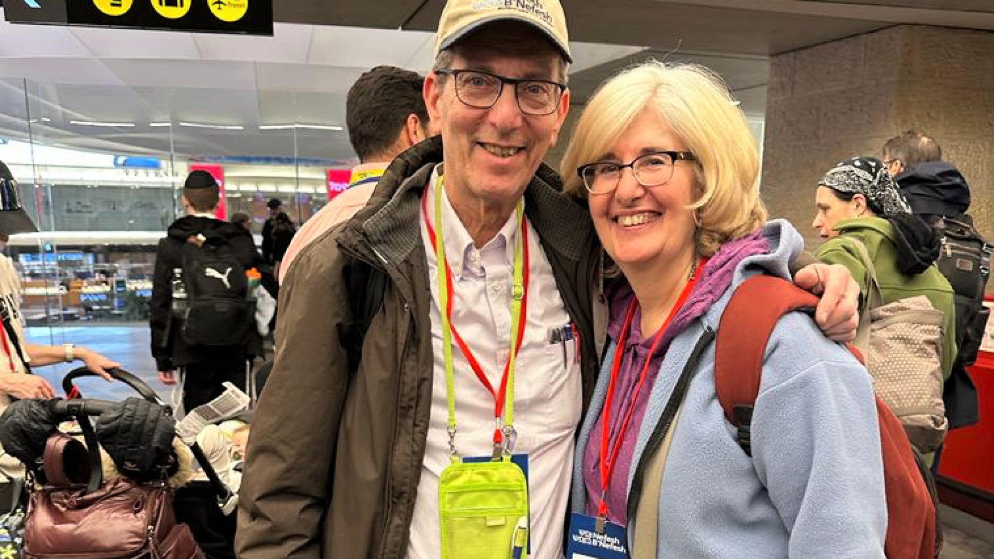 Daniel and Tzerel Goldschmiedt arrive at Ben-Gurion International Airport in February 2023. Credit: Courtesy.