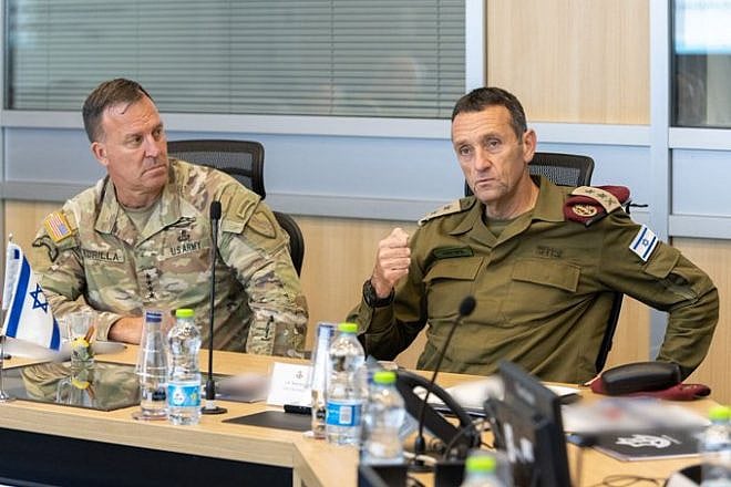 OC U.S. CENTCOM Gen. Michael Erik Kurilla (left) attends a panel discussion in Tel Aviv with IDF Chief of Staff Lt. Gen. Herzi Halevi, May 30, 2023. Credit: IDF.