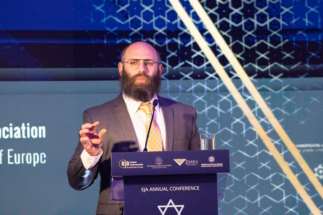 European Jewish Association chairman Rabbi Menachem Margolin opens the “Shaping the Future of European Jewry Together” conference in Porto, Portugal, May 15, 2023. Photo by David Isaac.