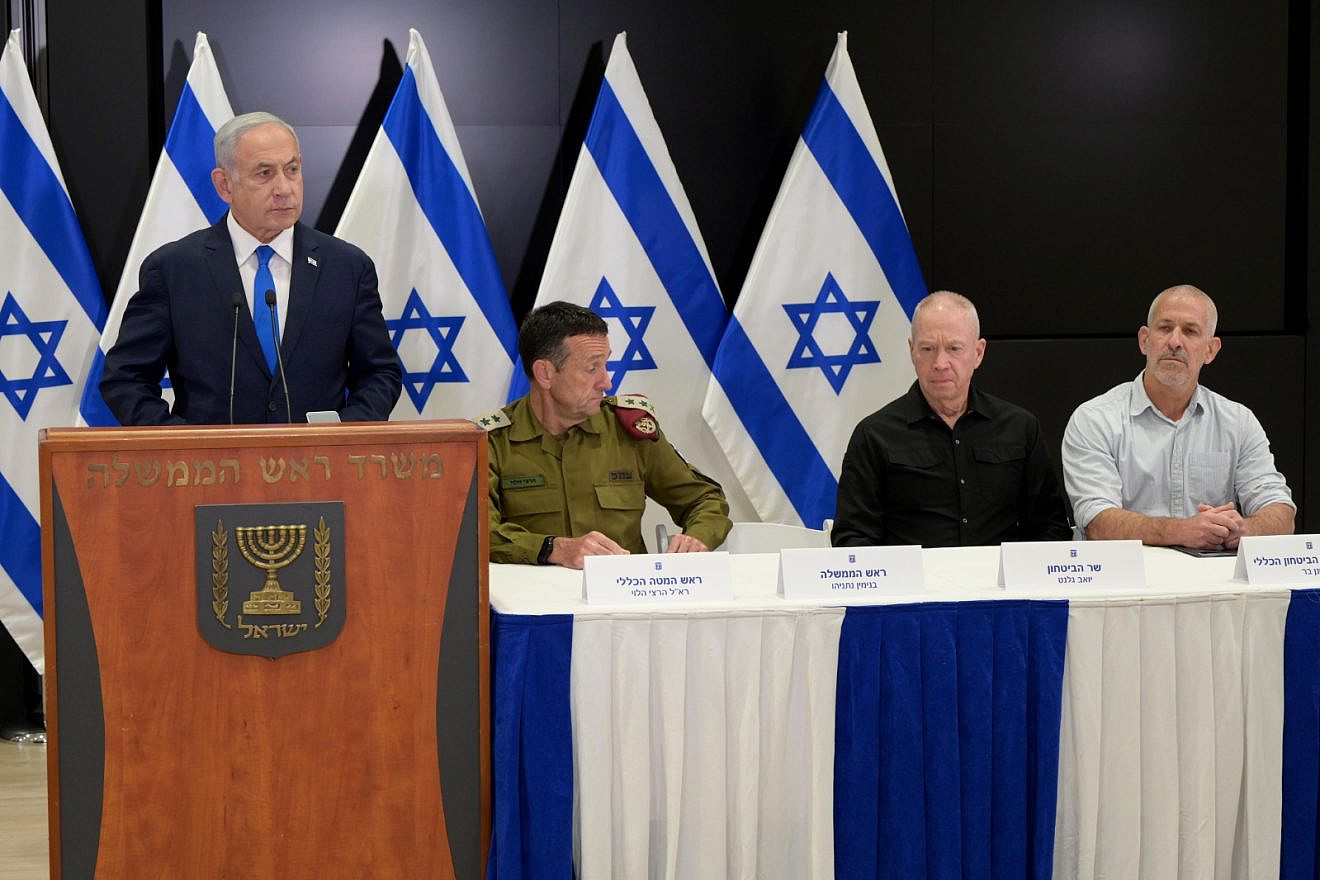 Israeli Prime Minister Benjamin Netanyahu speaks about Operation Shield and Arrow on May 9, 2023. Credit: Avi Ohayon (GPO)