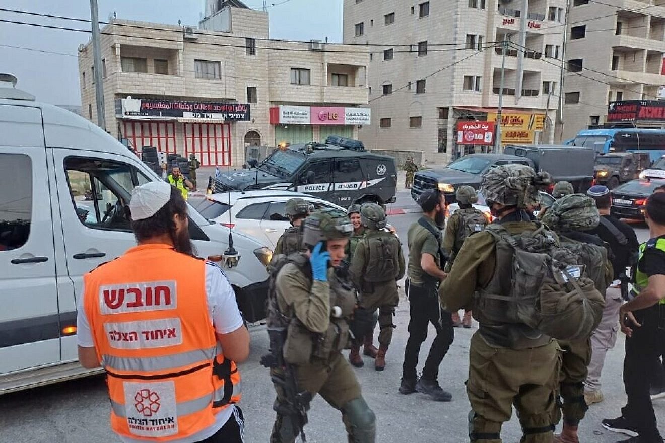 An Israeli man was lightly injured in a car-ramming attack in the Palestinian-controlled village of Huwara, located near Nablus in Samaria, May 21, 2023. Credit: United Hatzalah.