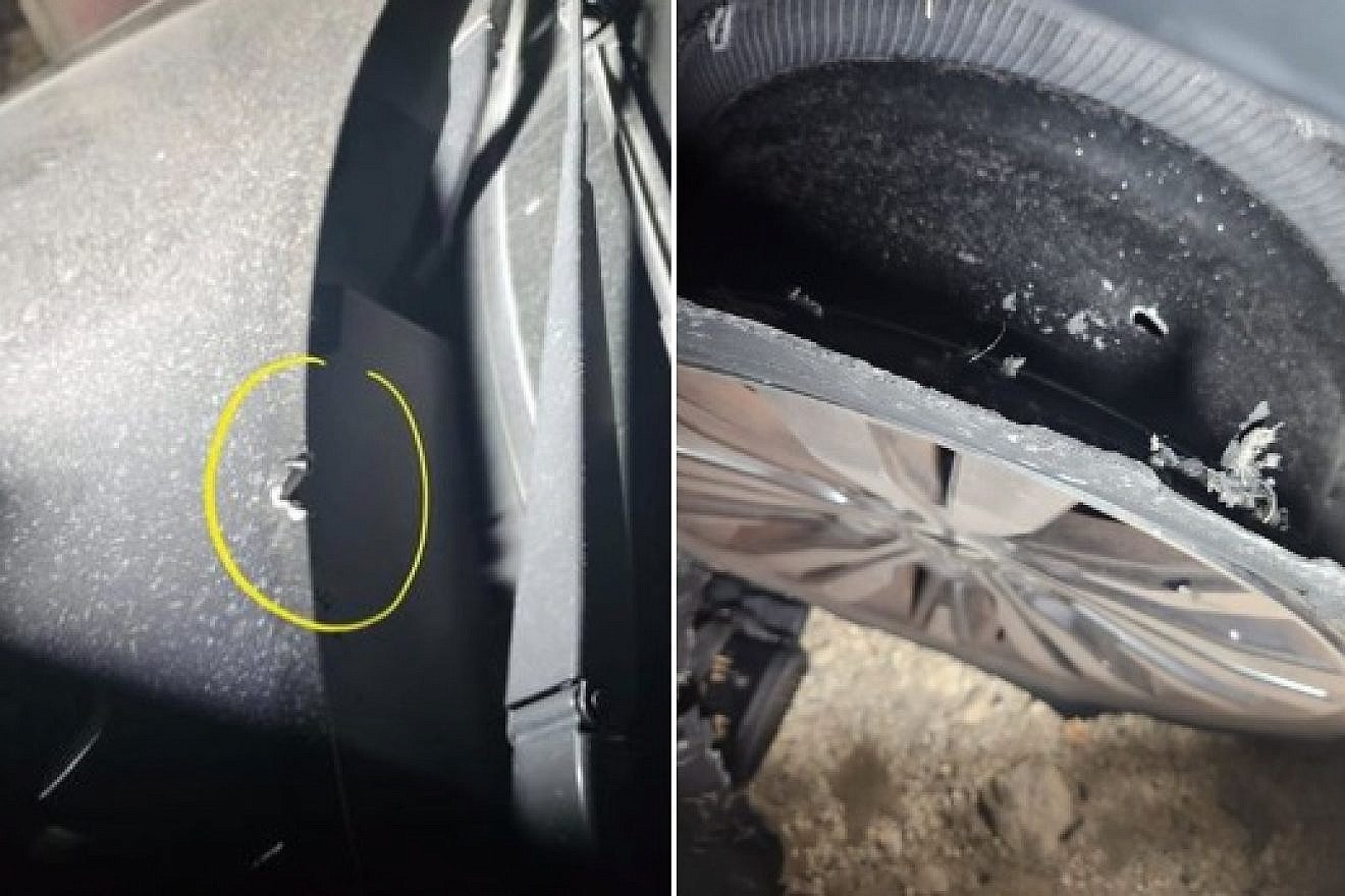 Evidence of the two bullets that hit a car in Samaria with a mother and her four children inside. Credit: Samaria Regional Council