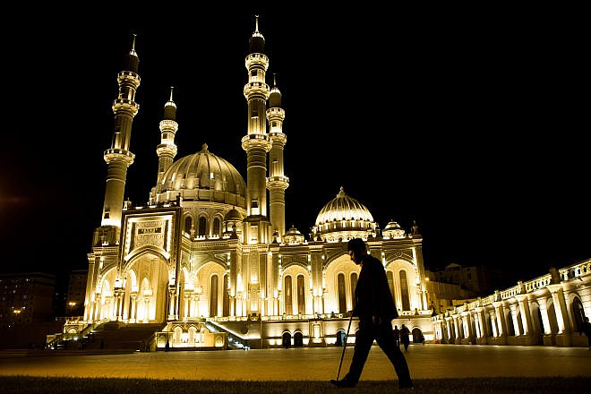 View of the Heydar mosque in Baku, the capital of Azerbaijan, situated by the Caspian sea, Oct. 11, 2019. Photo: Nati Shohat/FLASH90