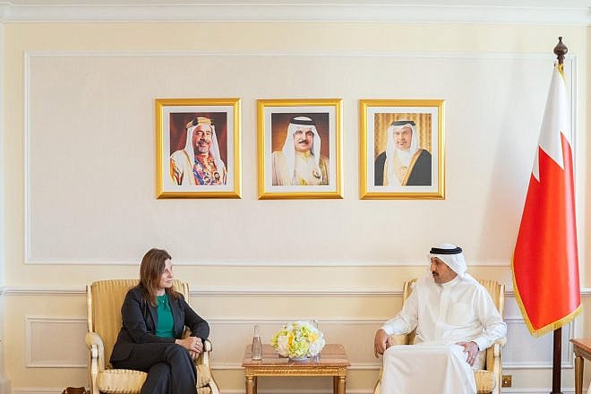 Aliza Bin Noun, political director at Israel’s Foreign Ministry, left, with Dr. Sheikh Abdullah bin Ahmed Al Khalifa, Bahrain's Foreign Affairs Ministry’s undersecretary for Political Affairs, Manama, June 20, 2023. Source: Twitter