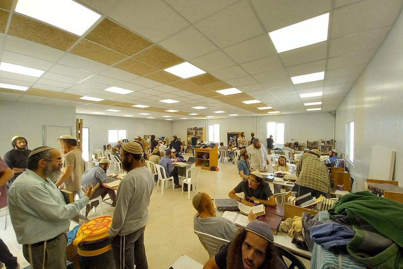 Torah study at Homesh in Samaria. Credit: Courtesy of the Homesh Yeshivah.