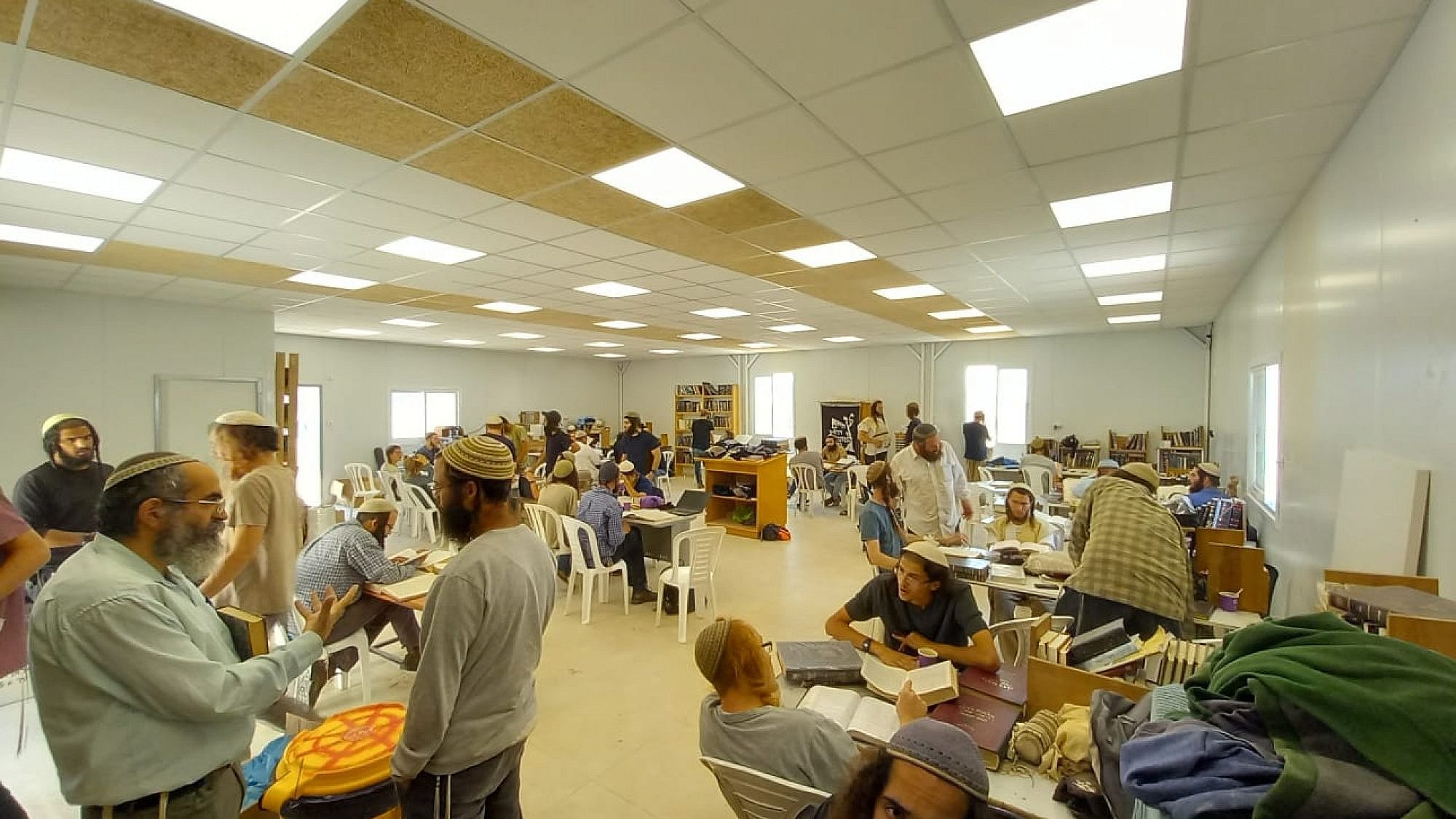 Torah study at Homesh in Samaria. Credit: Courtesy of the Homesh Yeshivah.