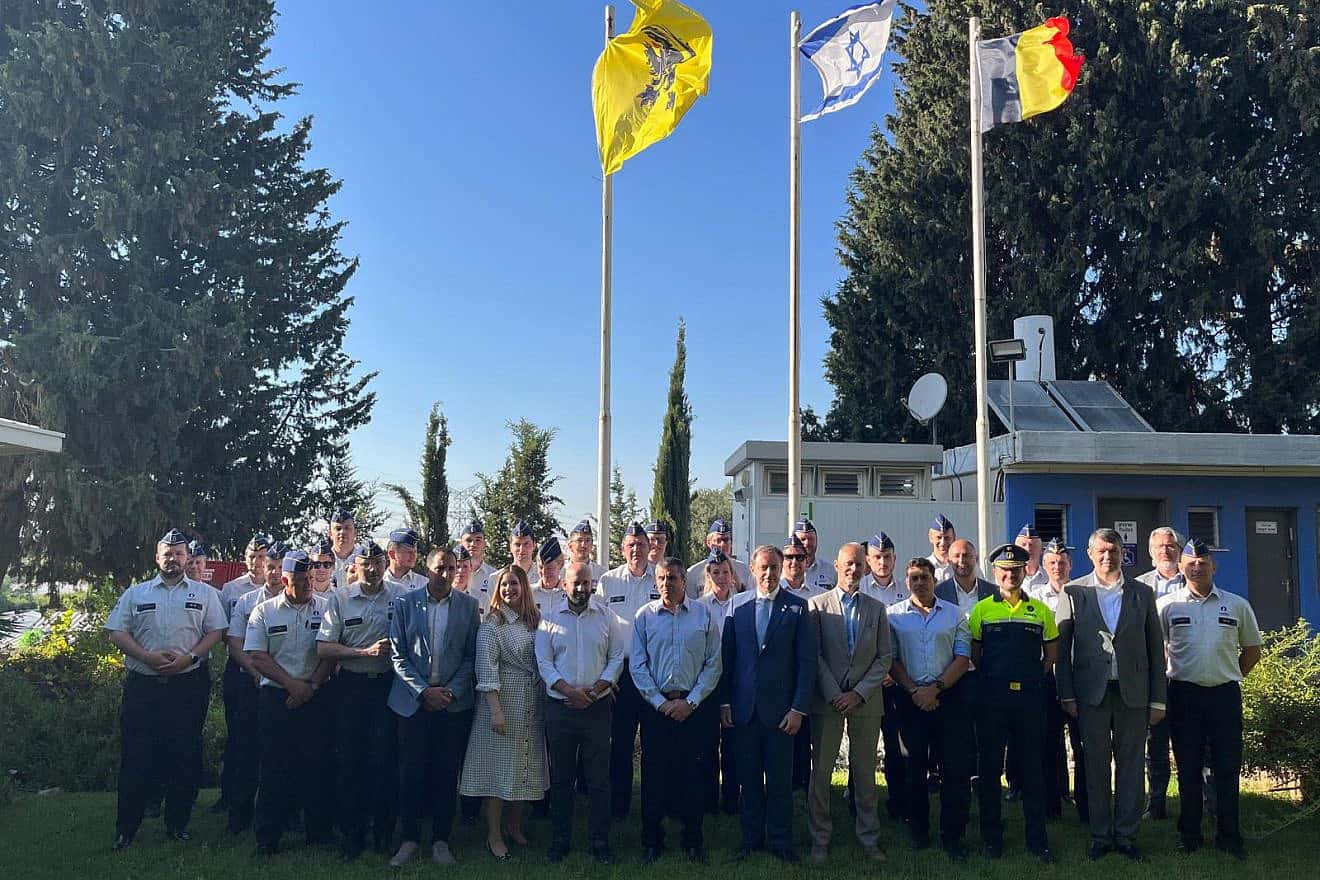 Members of a Belgian delegation, including the Antwerp police chief, during a week-long training session in Israel on combating anti-Semitism. Credit: Courtesy.