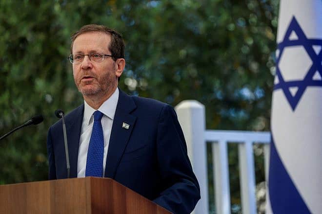 Israeli President Isaac Herzog attends the President's Award for volunteering at the President's Residence in Jerusalem, June 14, 2023. Photo by Noam Revkin Fenton/Flash90