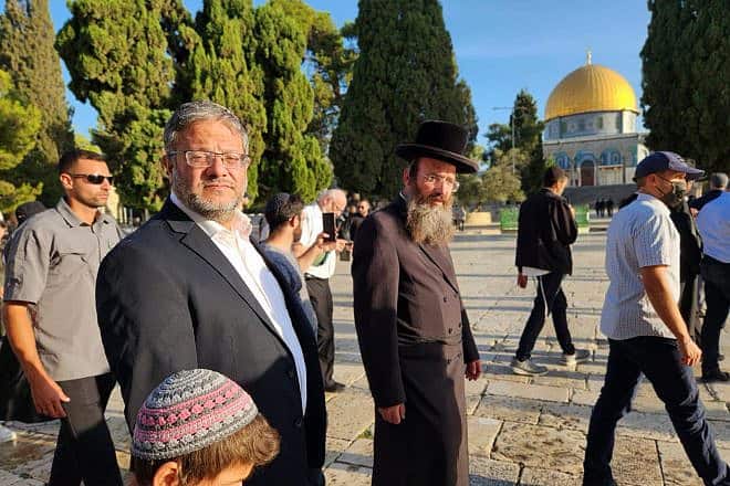 Israeli National Security Minister Itamar Ben-Gvir on the Temple Mount in Jerusalem, July 27, 2023. Source: X.