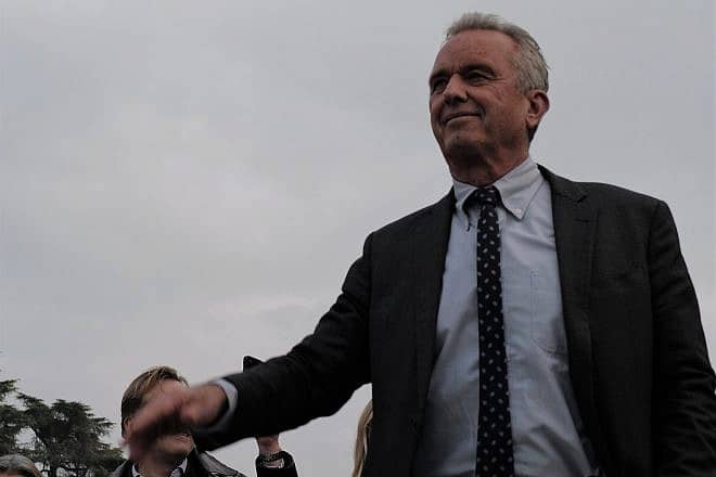 Robert F. Kennedy Jr. at a demonstration in Milan against the vaccine passport introduced in Italy to combat COVID, Nov. 13, 2021. Credit: Renato Murolo 68/Shutterstock.