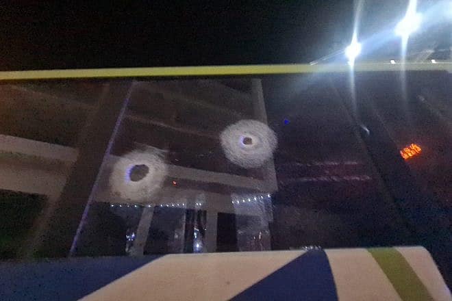 Palestinian terrorists opened fire on a public Israeli bus in Samaria on July 24, 2023. Photo by Nadav Goldstein/TPS.