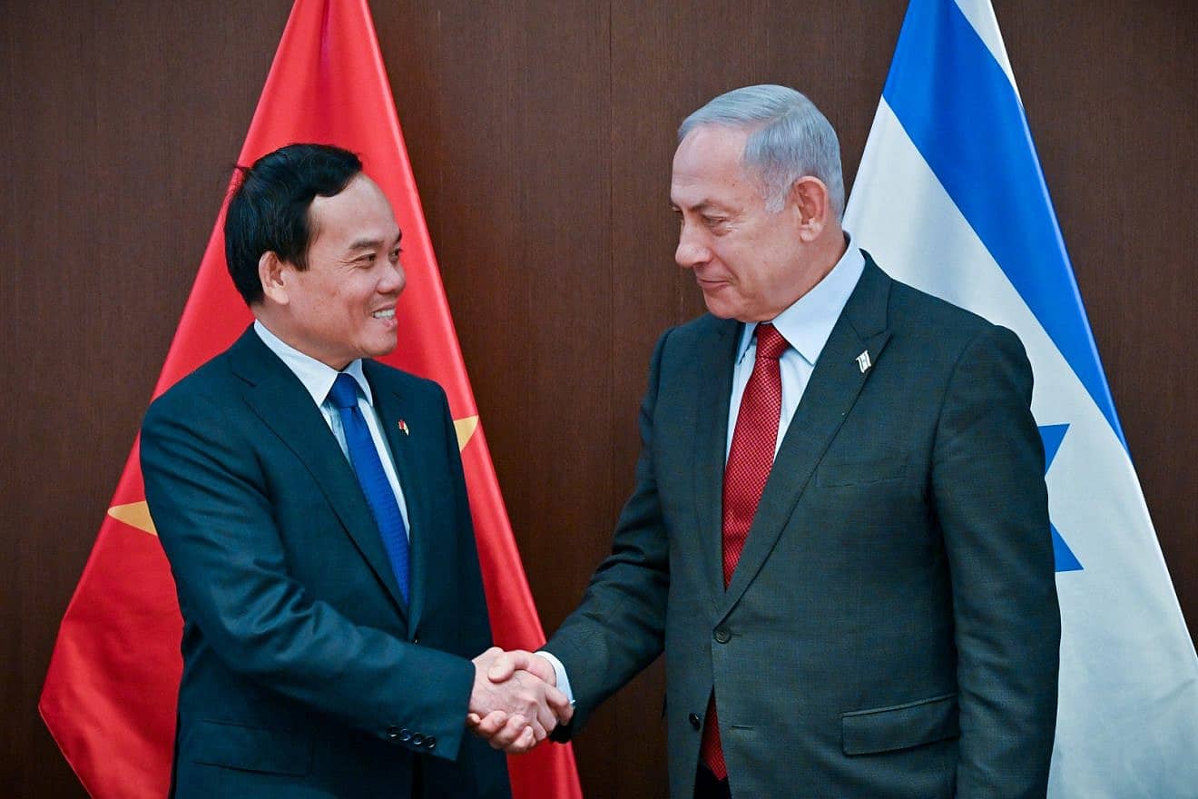 Prime Minister Benjamin Netanyahu with Vietnamese Deputy Prime Minister Tran Luu Quang in Jerusalem, July 25, 2023. Photo by Kobi Gideon/GPO.