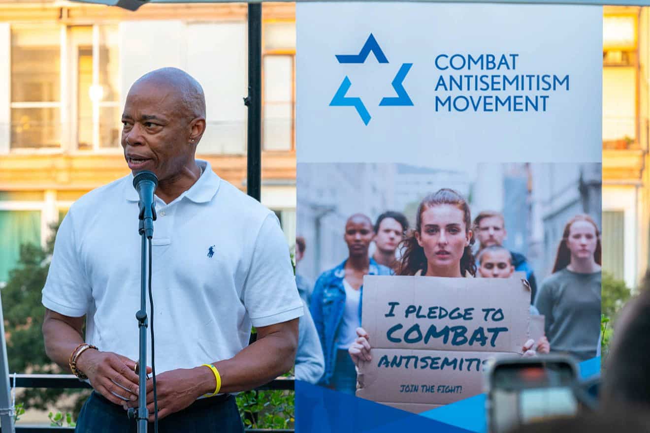 New York City Mayor Eric Adams at an event in Tel Aviv with business and tech innovators on the last day of a four-day trip to Israel, Aug. 24, 2023. Photo by Adam Sherez/GPO.