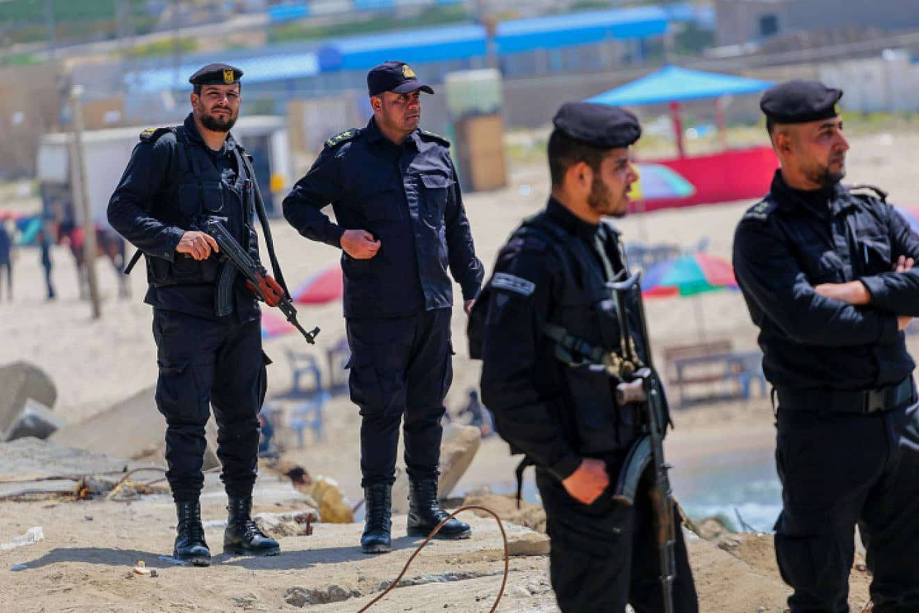Hamas security forces guard a rally in Gaza City on March 30, 2022. Photo by Attia Muhammed/Flash90.