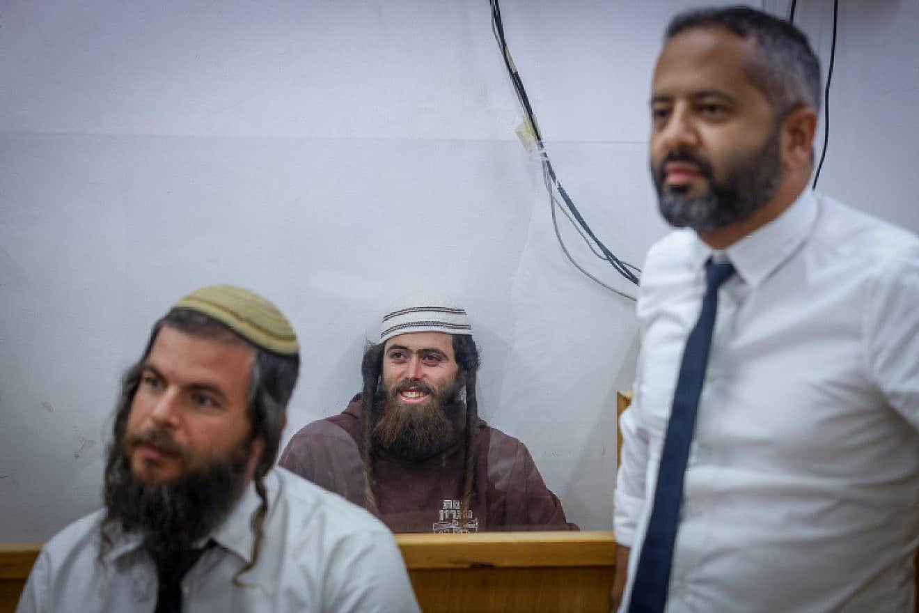 Elisha Yered, one of two suspects in the killing of 19-year-old Palestinian Kosei Ma'atan, at the Jerusalem Magistrate's Court, Aug. 5, 2023. Photo by Chaim Goldberg/Flash90.