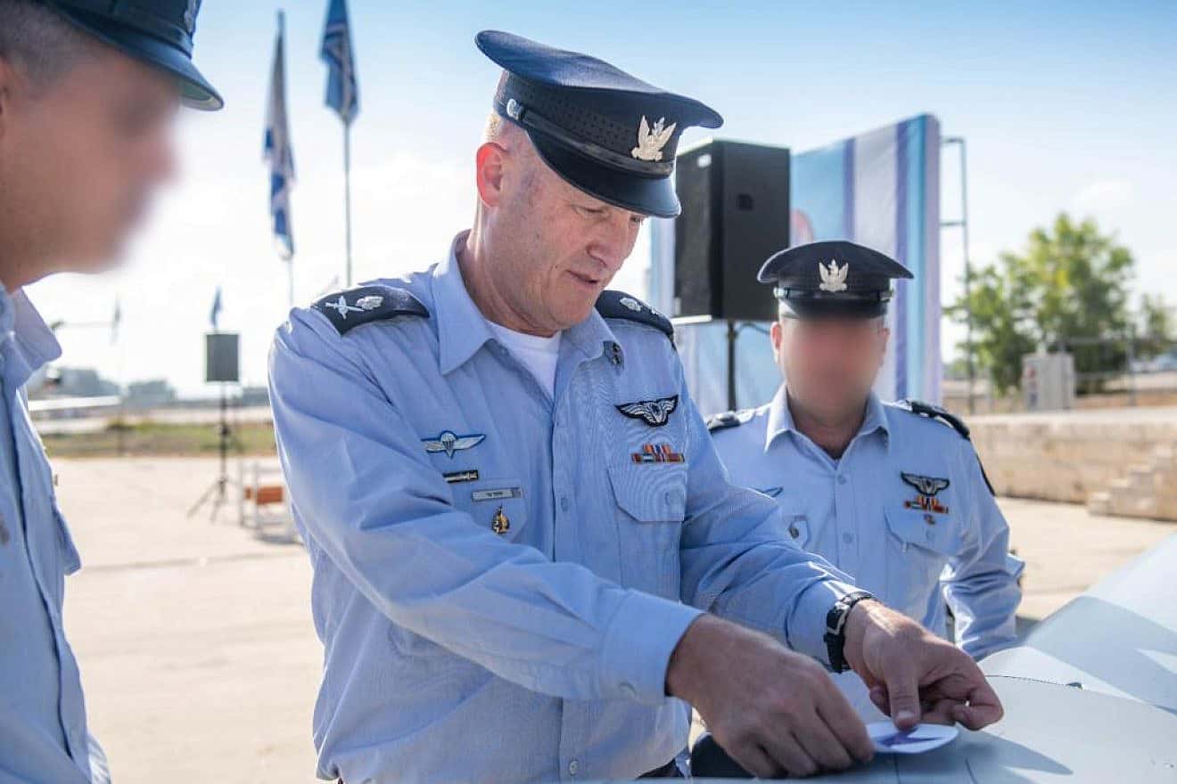 Israeli Air Force commander Maj. Gen. Tomer Bar attends the "Spark" UAV inauguration ceremony at Hatzor Airbase, Sept. 10, 2023. Credit: IDF.