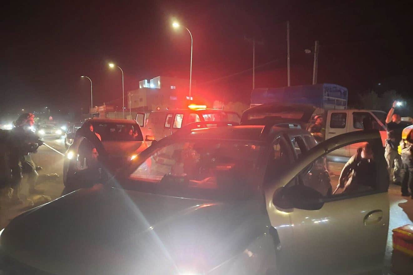 The scene of a shooting attack in Huwara, near Nablus in Samaria, Sept. 12, 2023. Credit: Magen David Adom.