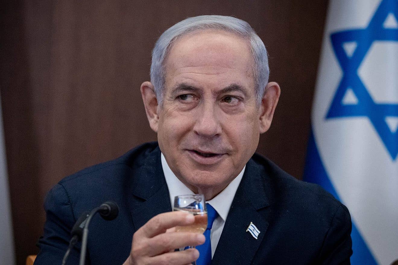 Israeli Prime Minister Benjamin Netanyahu leads a government conference at the Prime Minister's Office in Jerusalem on Sept. 10, 2023. Credit: Chaim Goldberg/Flash90