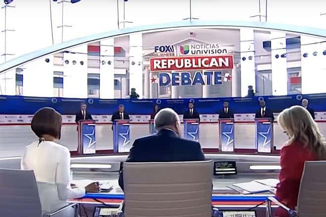 The second Republican presidential candidate debate, held at the Ronald Reagan Presidential Library and Museum in Simi Valley, Calif., on Sept. 27, 2023. Source: YouTube/Today.