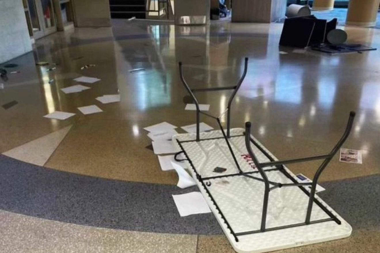 Vandalism at Hillel on the University of Pennsylvania, Sept. 21, 2023. Source: StopAntisemitism/X (taken by Sydney Freedman).