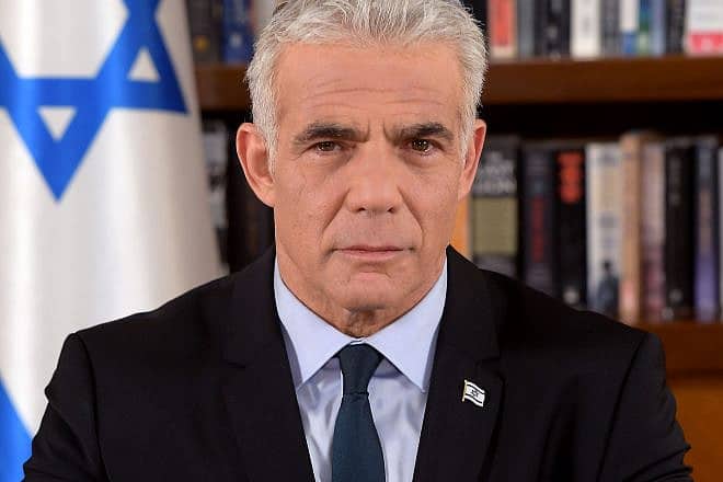 Israeli opposition leader Yair Lapid of Yesh Atid in 2022. Credit: Avi Ohayon/GPO via Wikimedia Commons.