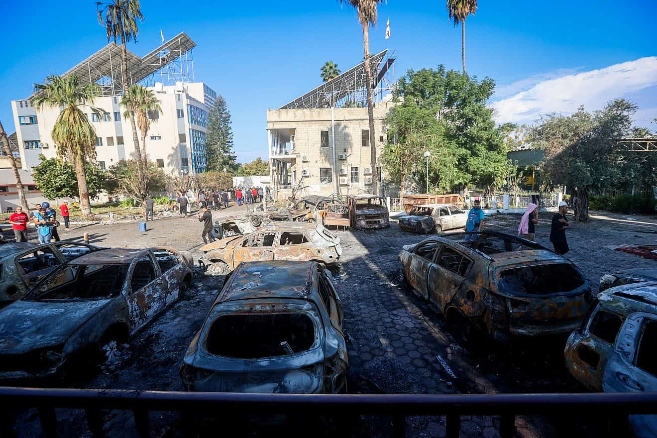 Some of the damage caused by an explosion at Al-Ahli Arab Hospital in Gaza City, Oct. 18, 2023. Photo by Atia Mohammed/Flash90.