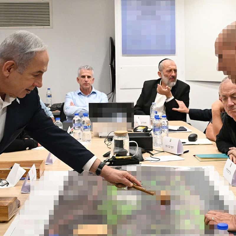 Prime Minister Benjamin Netanyahu holds a security assessment with the War Cabinet at the Kirya military headquarters in Tel Aviv, Oct. 18, 2023. Photo by Haim Zach/GPO.