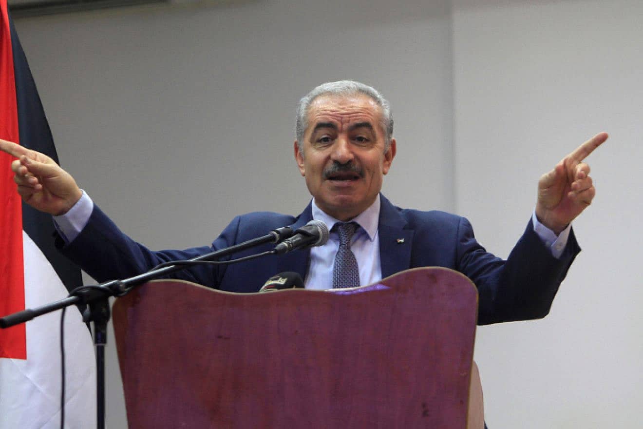 Palestinian Authority Prime Minister Mohammad Shtayyeh attends the inauguration of a municipal water project in northern Samaria, Sept. 3, 2022. Photo by Nasser Ishtayeh/Flash90.