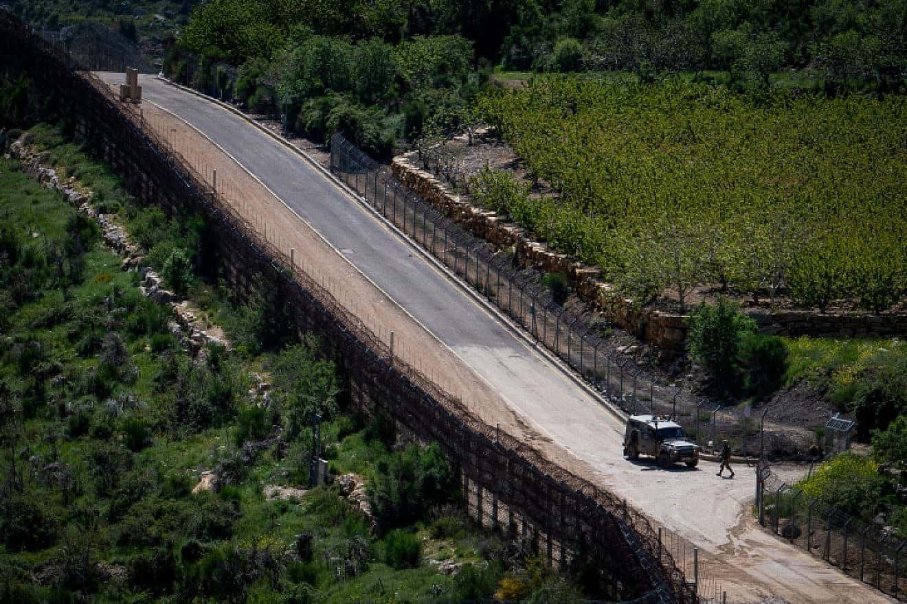 Israeli soldiers guard the border between Israel and Syria in the Golan Heights, April 17, 2023. Photo by Ayal Margolin/Flash90.