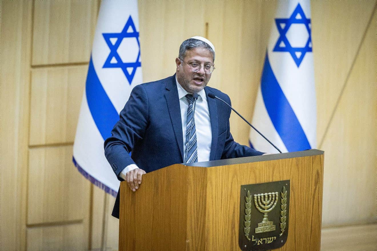 Israeli National Security Minister Itamar Ben-Gvir during a debate at the Knesset in Jerusalem, Sept. 19, 2023. Photo by Yonatan Sindel/Flash90.