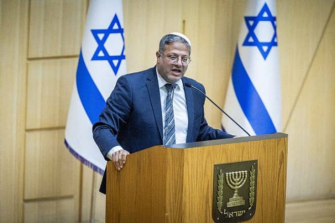 Israeli National Security Minister Itamar Ben-Gvir during a debate at the Knesset in Jerusalem, Sept. 19, 2023. Photo by Yonatan Sindel/Flash90.