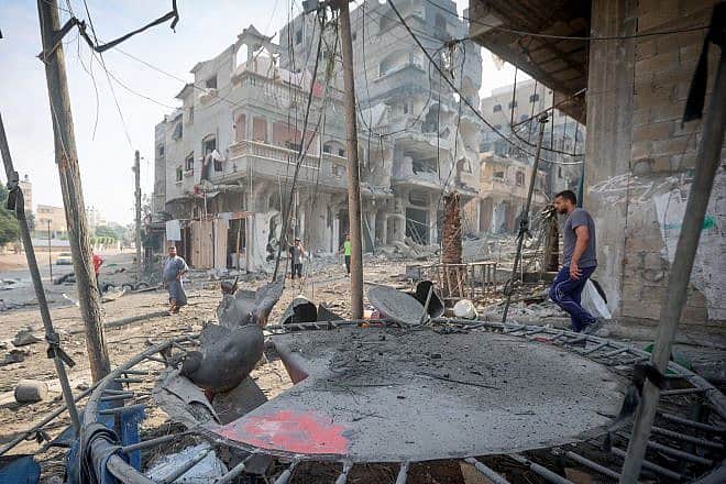 Houses destroyed by Israeli airstrikes in the Jabalia area in the northern Gaza Strip, Oct. 11, 2023. Credit: Atia Mohammed/Flash90.