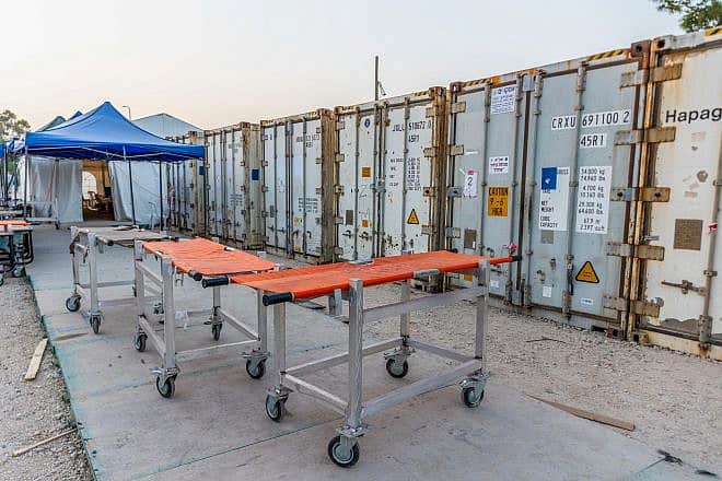 The forensic center in the Shura military base near Ramle, where hundreds of dead bodies arrived since the start of the war with Hamas in Gaza Strip, Oct. 24, 2023. Photo by Yossi Aloni/Flash90.