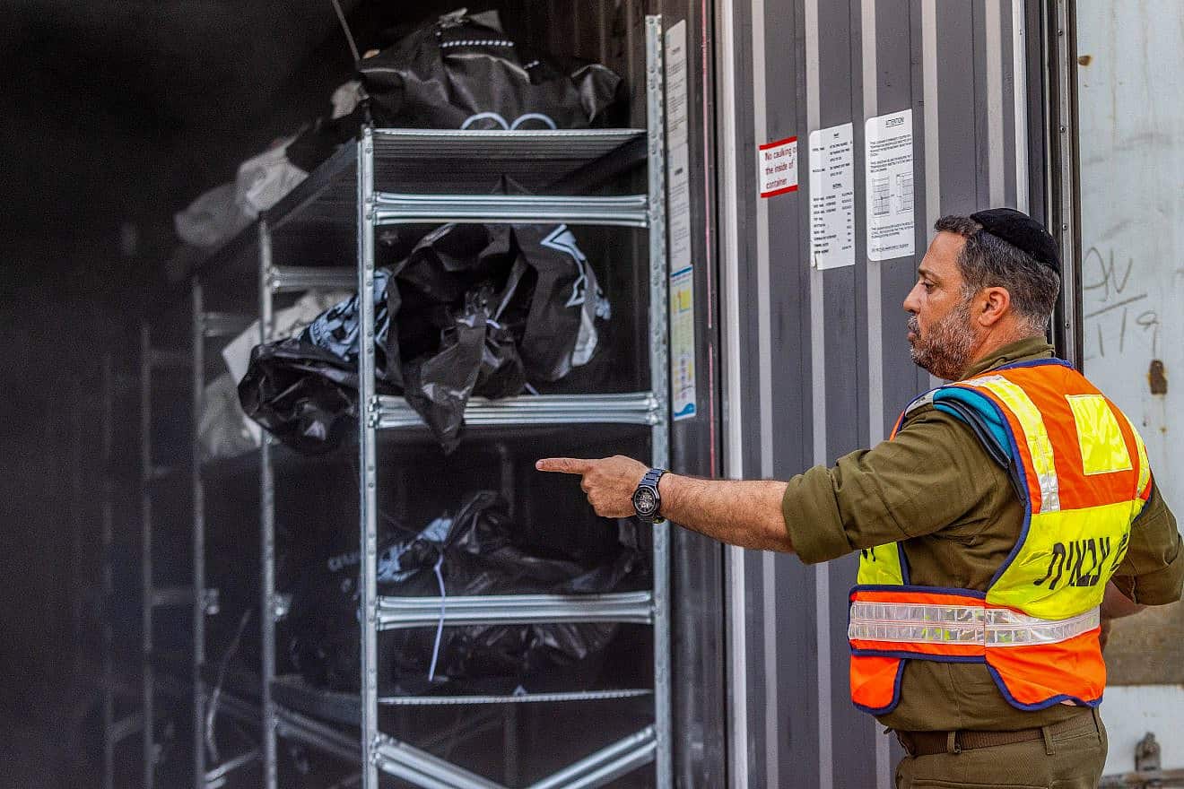 The forensic center in the Shura military base near Ramle, where hundreds of dead bodies arrived since the start of the war with Hamas in Gaza Strip, Oct. 24, 2023. Photo by Yossi Aloni/Flash90.