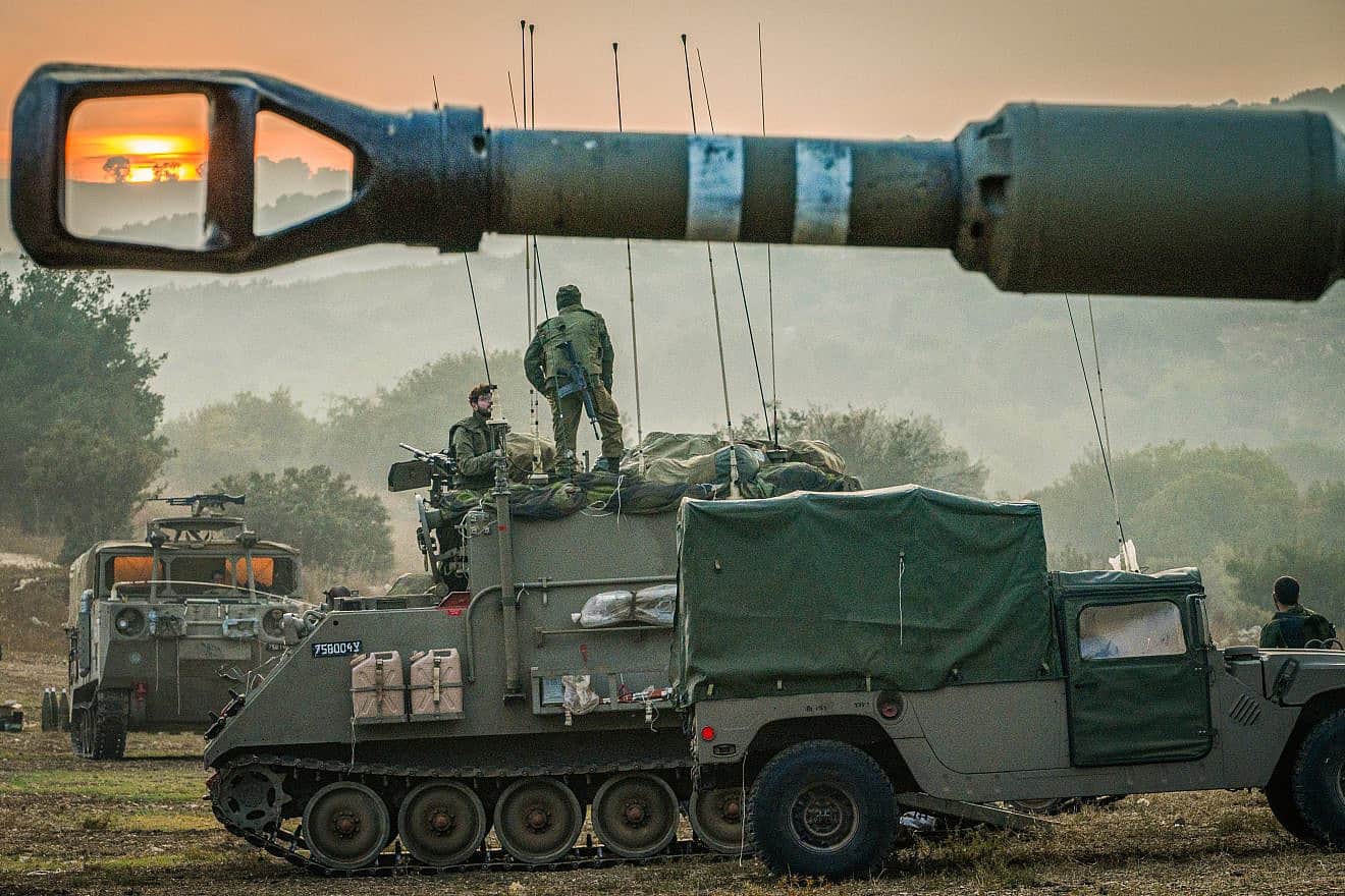 Israel Defense Forces units near the border with Lebanon, Oct. 8, 2023. Photo by Ayal Margolin/Flash90.