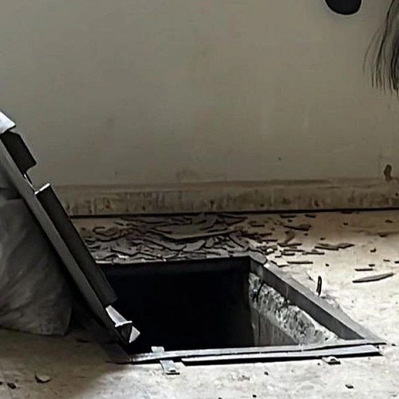 The entrance to a terrorist tunnel shaft inside the Jenin refugee camp's Al-Ansar mosque in Judea and Samaria. Credit: Israel Defense Forces.