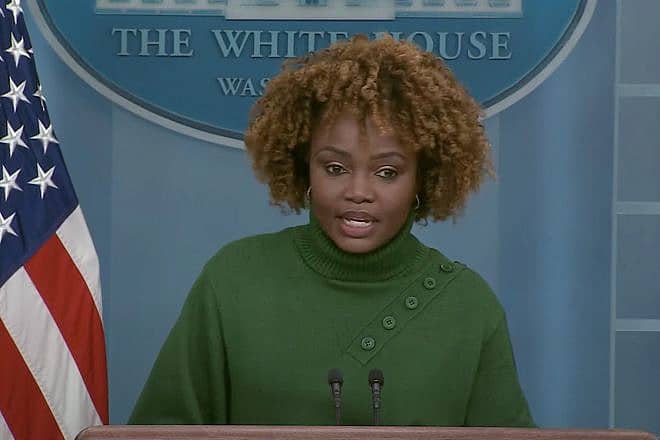 White House Press Secretary Karine Jean-Pierre speaks about antisemitism at an Oct. 24, 2023 press briefing. Source: YouTube/White House.