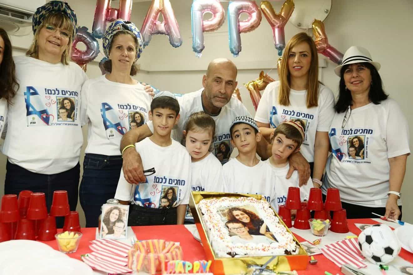 The family of Ohad Monder, who was abducted to Gaza with his mother, Keren, marks his ninth birthday, Oct. 23, 2023. Photo by Gideon Markowicz/TPS.