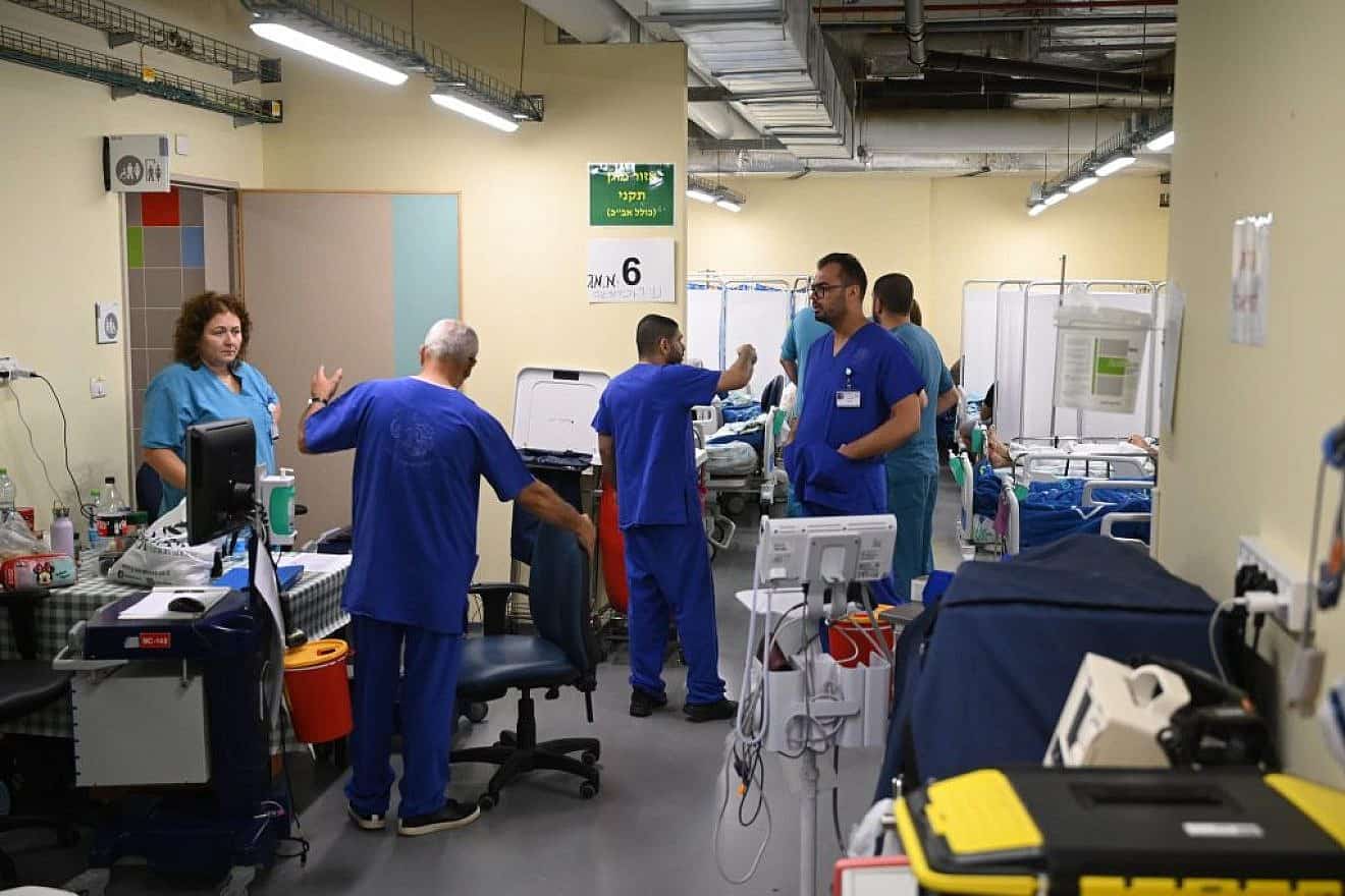 Workers at the Western Galliee Medical Center in Nahariya prepare a protected underground area to receive patients, on Oct. 24, 2023. Photo by Yoav Dudkevitch/TPS.
