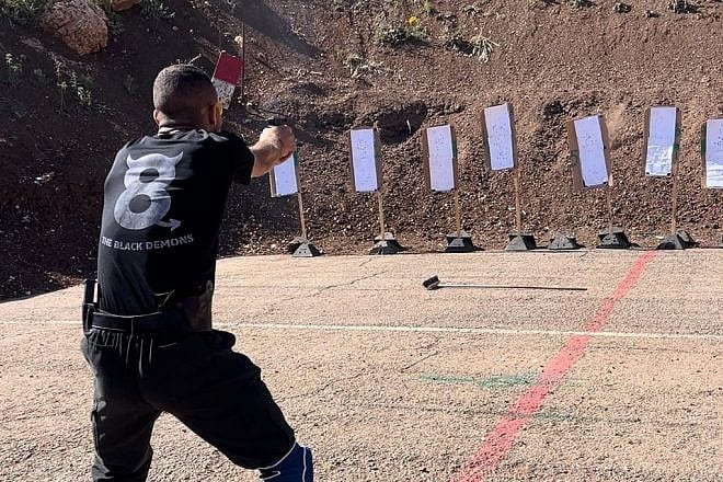 An Israeli at a gun range. Photo by Mor Amar/TPS.