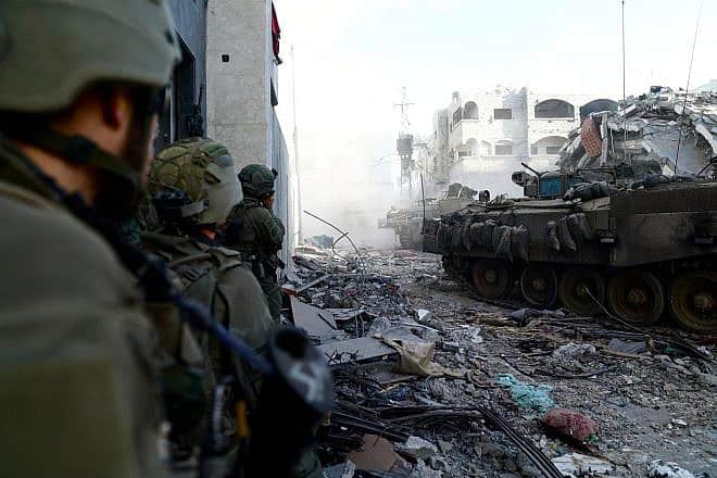 Israeli troops operating in the Hamas-ruled Gaza Strip, Nov. 12, 2023. Credit: IDF.