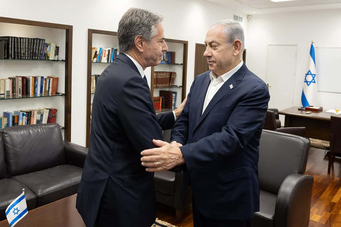 Israeli Prime Minister Benjamin Netanyahu meets with U.S. Secretary of State Antony Blinken in Tel Aviv on Nov. 3, 2023. Credit: Chuck Kennedy/U.S. State Department.
