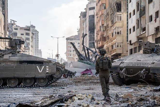 Israeli troops operating in the Hamas-ruled Gaza Strip, Nov. 12, 2023. Credit: IDF.