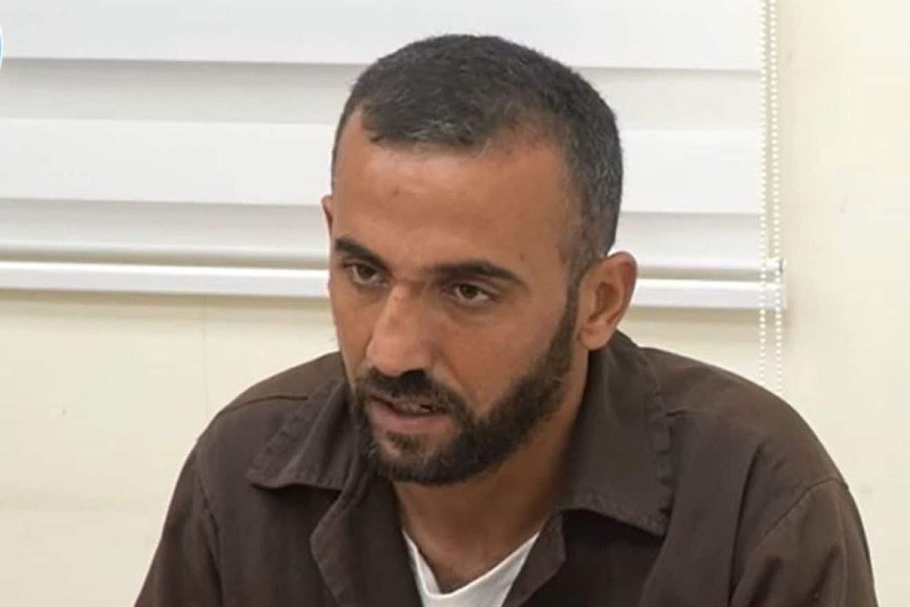 Hamas terrorist Adham Hawwas explains to interrogators his role in the kidnapping of Thai workers from southern Israel. Source: Screenshot from Shin Bet.