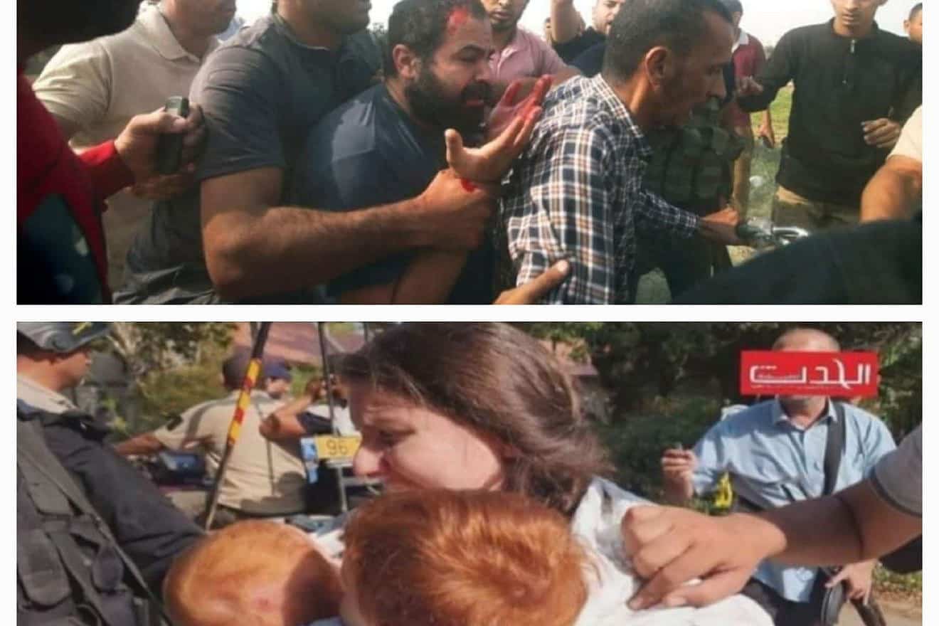 Terrorists from the Gaza Strip kidnap the Bibas family at Kibbutz Nir Oz, Oct. 7, 2023. Source: Screenshot.